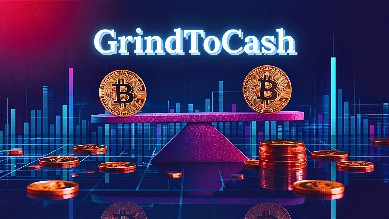 Image of balanced crypto investments with charts and coins, reflecting GrindToCash’s tips for safe and smart trading.