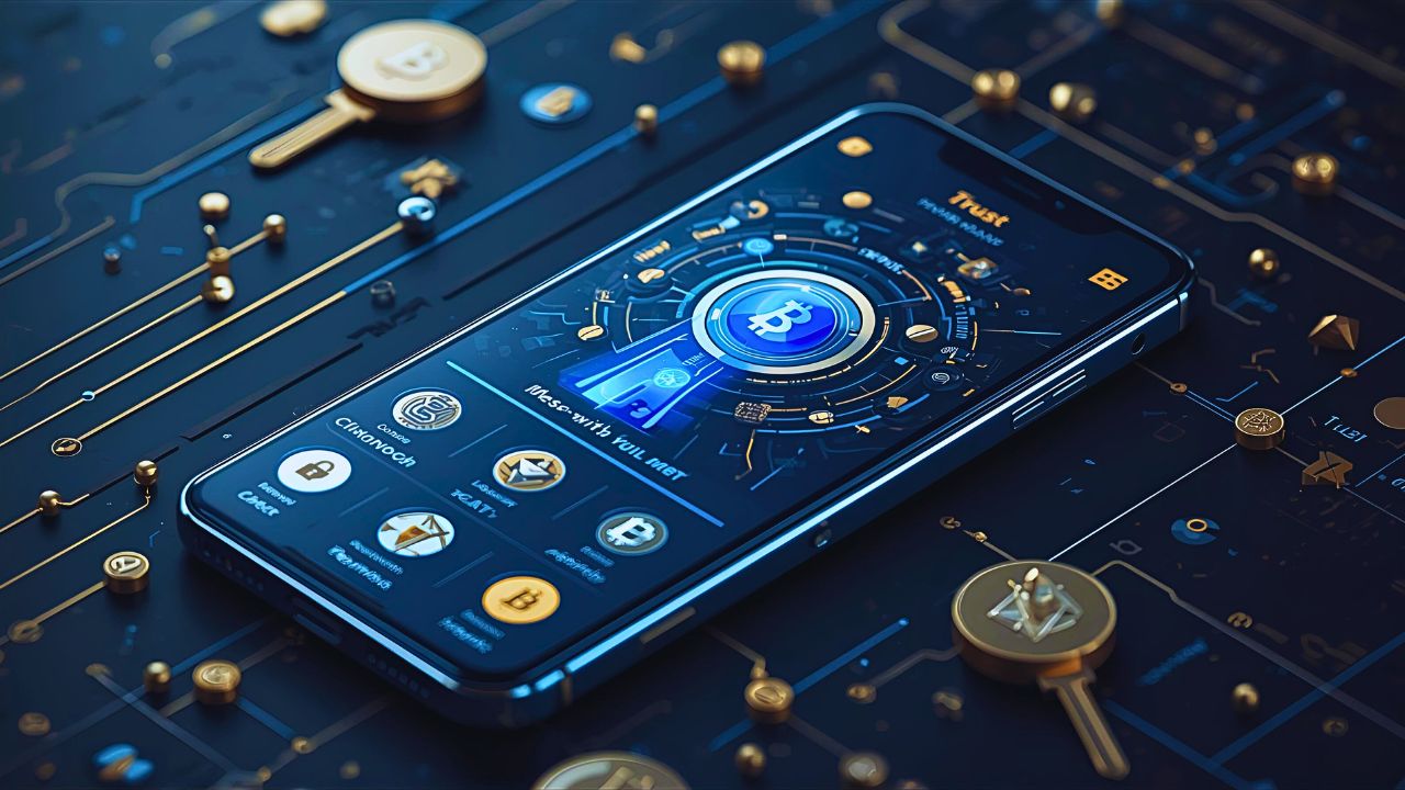 Secure Trust Wallet showing mobile interface for managing multiple cryptocurrencies with private keys protection and easy access to blockchain assets