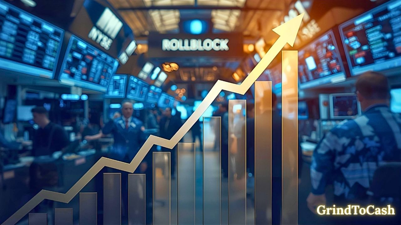 Graph concept of Rollblock (RBLK) growth potential in the crypto market