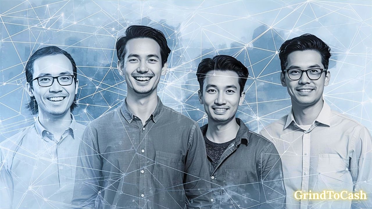 Infographic showing Solana’s founders and early vision to build a scalable, low-cost blockchain for global adoption.