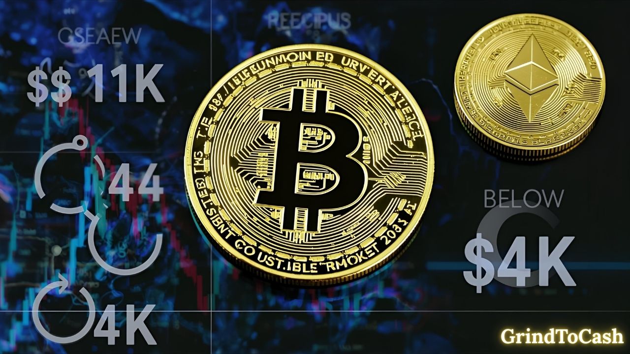 Overview of current cryptocurrency market movements with Bitcoin below $111K, Ethereum under $4K, and overall market volatility highlighted.