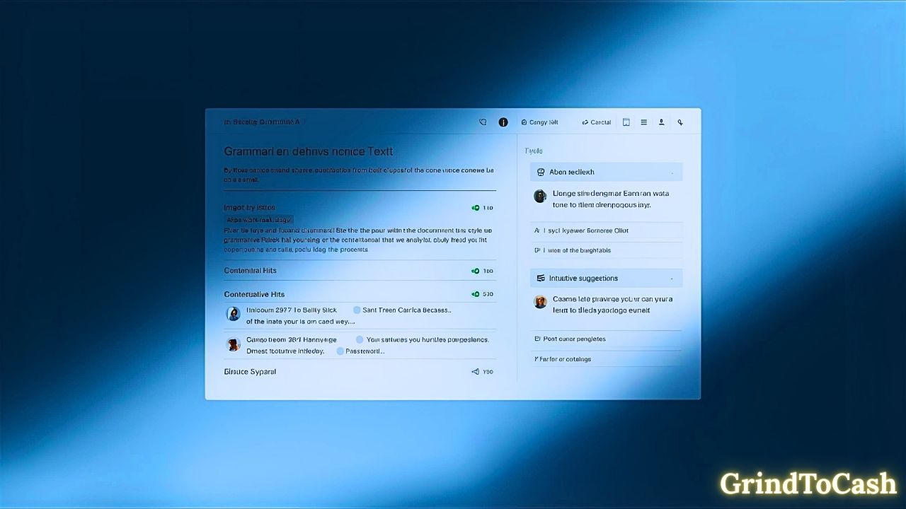 Grammarly AI interface checking grammar, tone, and style of text in a document or email.