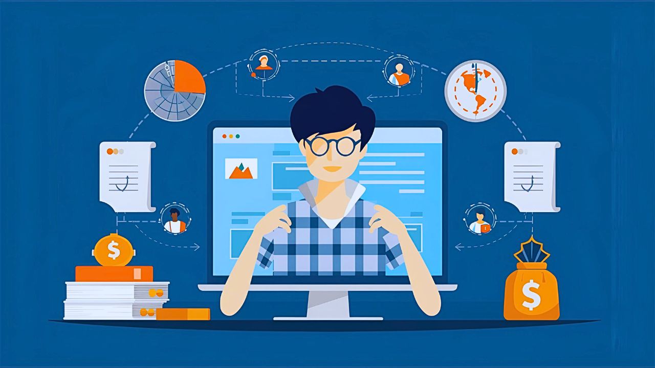 Illustration showing smart online earning strategies, digital income opportunities, and effective ways to make money online