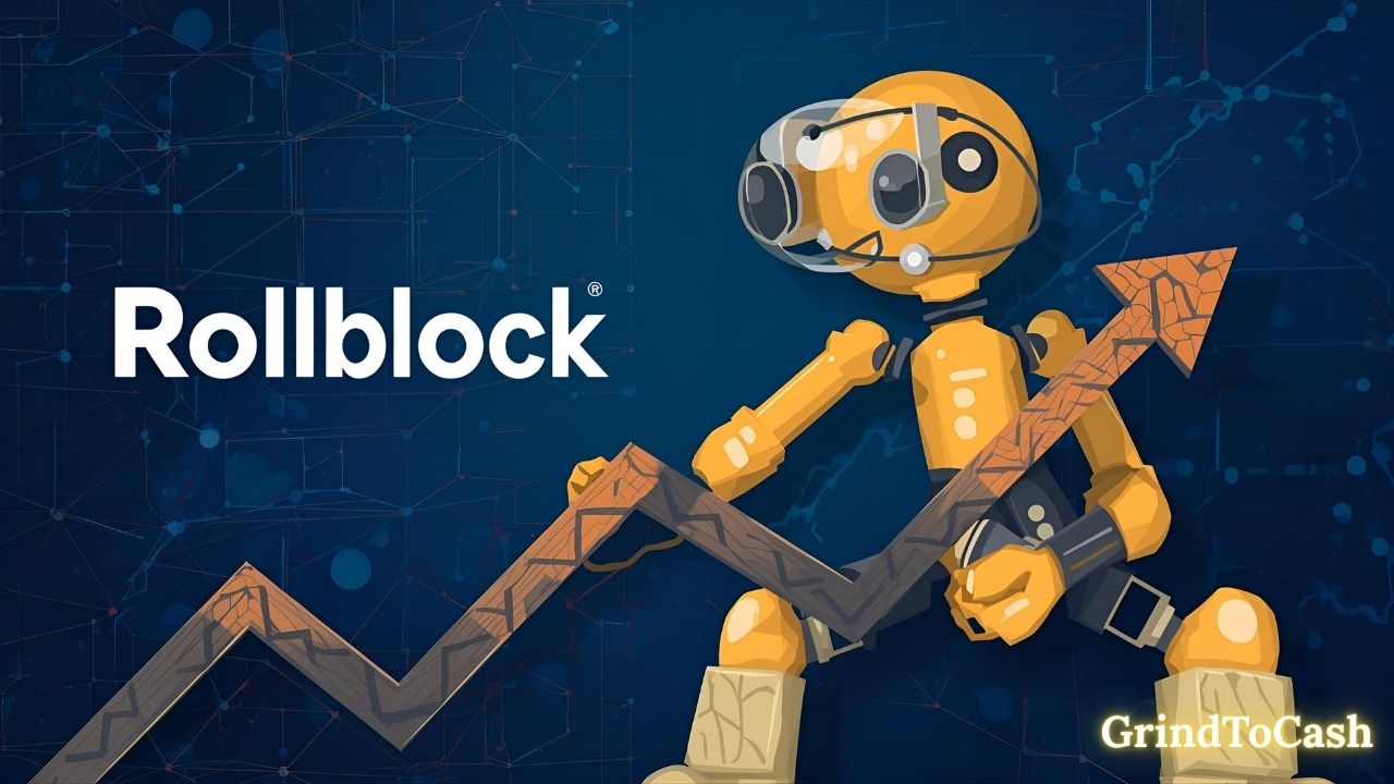 Overview of Rollblock (RBLK) cryptocurrency article in Grind Guide, highlighting features, investment potential, and market impact