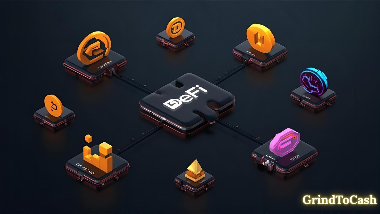 Illustration showing different DeFi niches connected like puzzle pieces, highlighting their importance in the crypto ecosystem.