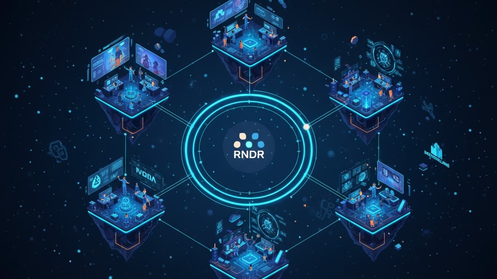 Conceptual image of Render Network overcoming challenges and preparing for next-gen blockchain advancements.