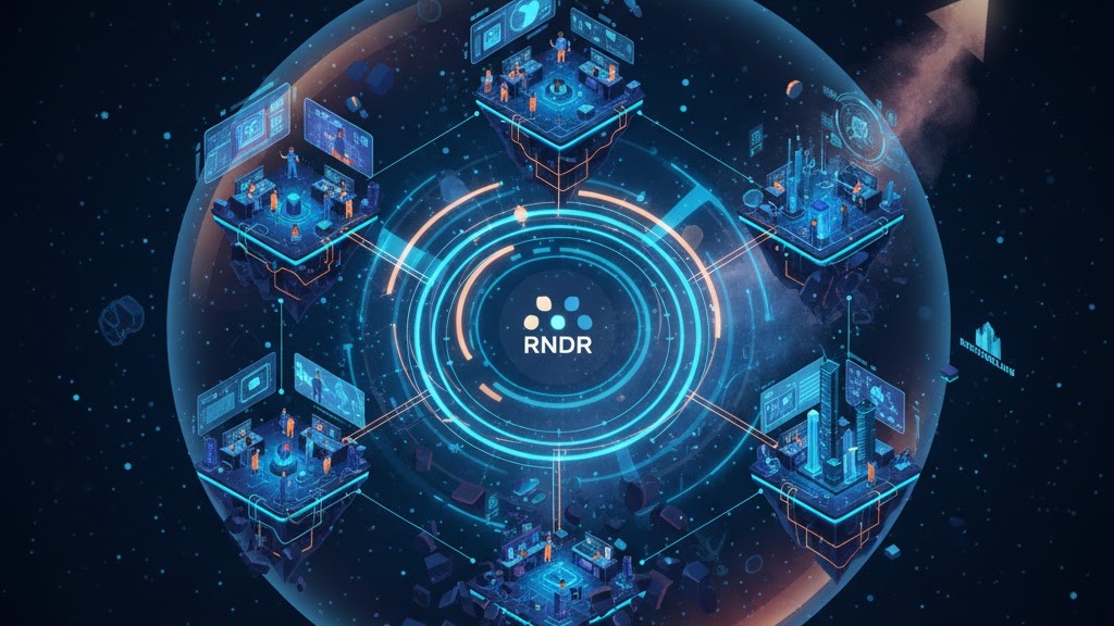 Conceptual image of Render Network overcoming challenges and preparing for next-gen blockchain advancements.