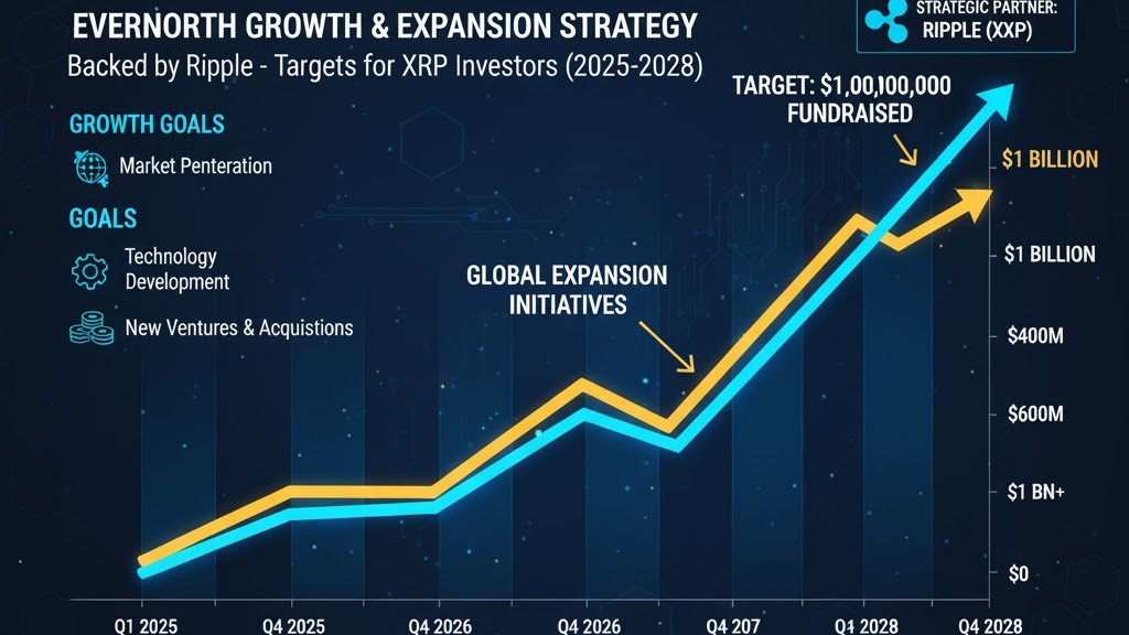 A professional chart showing Evernorth’s $1 billion fundraising plan backed by Ripple, highlighting growth and expansion goals for XRP investors.
