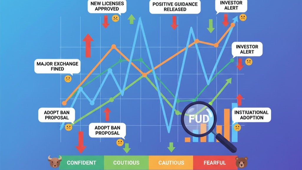 Graph demonstrating how regulatory news impacts crypto market prices and investor sentiment.