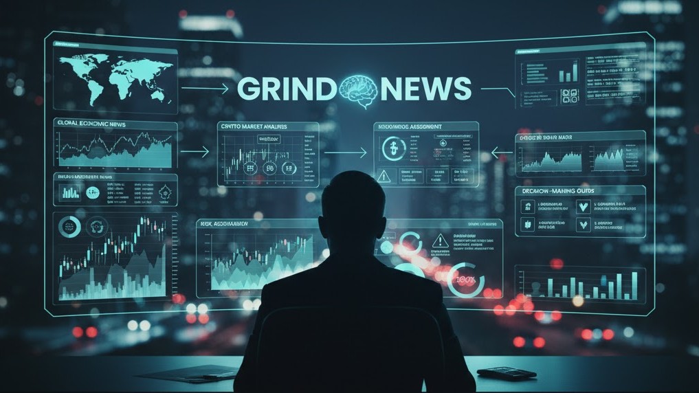 highlighting Grind News’ updates on global financial markets and crypto impact