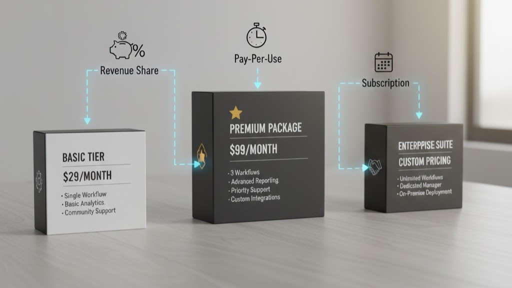 Different pricing models and packaging strategies for selling AI workflows