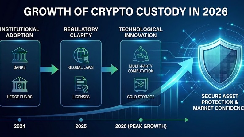 Diagram explaining why crypto custody is growing in 2026