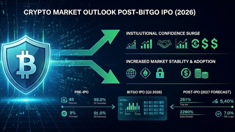 Crypto market outlook graphic after BitGo goes public in 2026