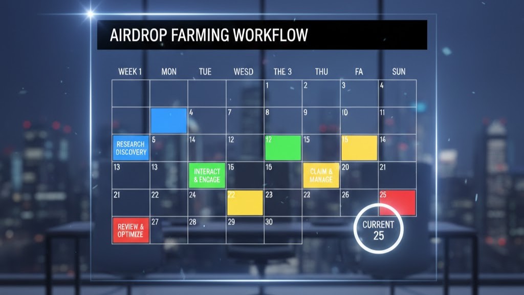 Weekly airdrop farming workflow calendar for January 2026