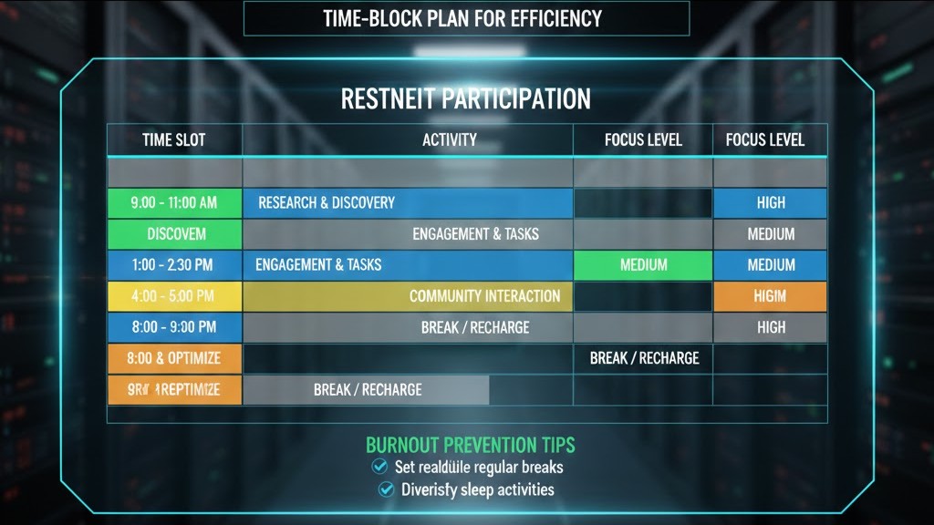 Time-block plan for efficient airdrop farming without burnout