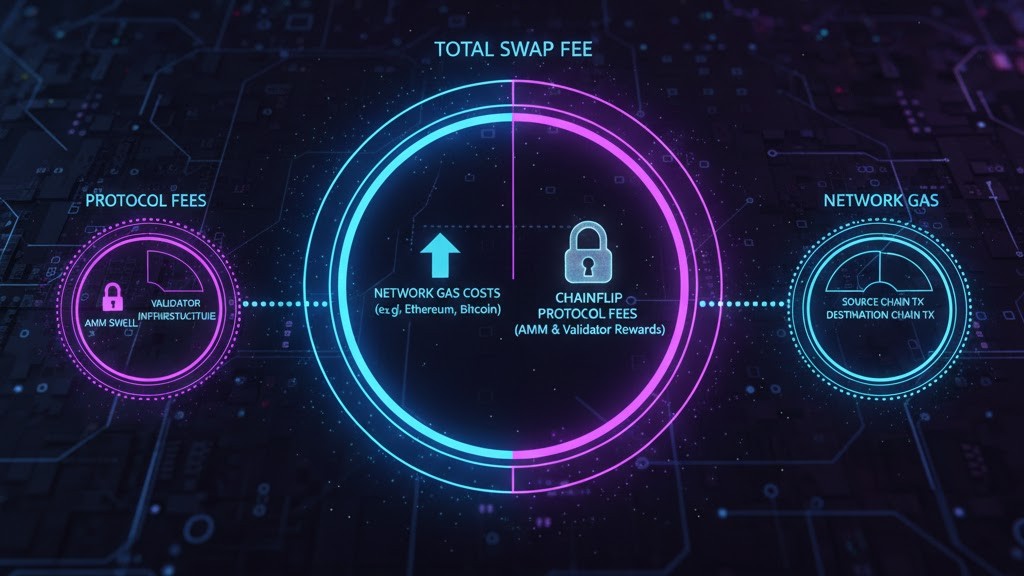 Fee breakdown showing protocol fees versus network gas costs on Chainflip