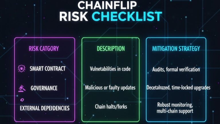 Risk checklist for Chainflip including smart contract and governance risks