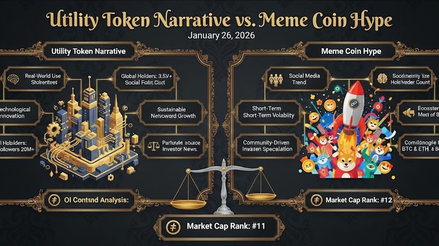 Illustration of utility token narrative compared to meme coin hype